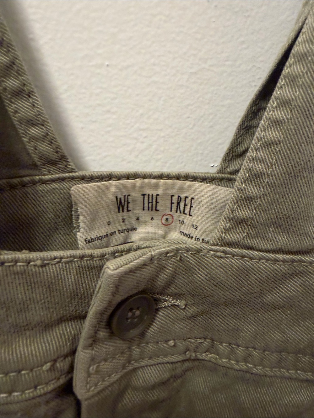 Free People We The Free Olive Utility Overall Romper Shorts Size 8 - Picture 5 of 6